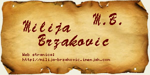Milija Brzaković vizit kartica